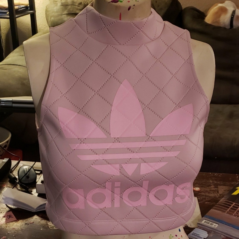 Adidas Wonder Pink Mock Neck Crop Top S